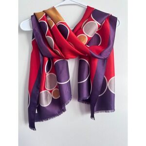 80's-90's Raffaello Silky Purple Red Abstract Polka Dot Scarf Made in Italy